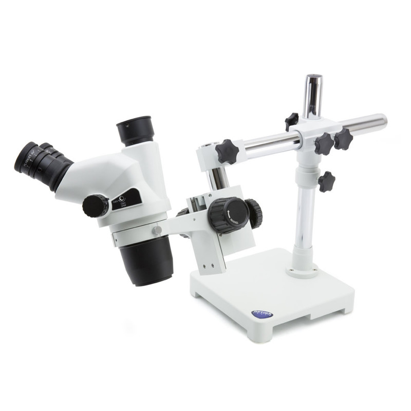 OPTIKA SZO Stereo Zoom Microscope on Overhanging Boom Stand, 6.7x to 45x Magnification