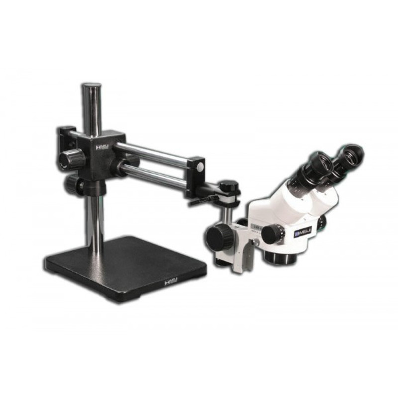 Meiji EMZ-5 Zoom Stereo Microscope on Dual Arm Boom Stand, 7x - 45x Magnification