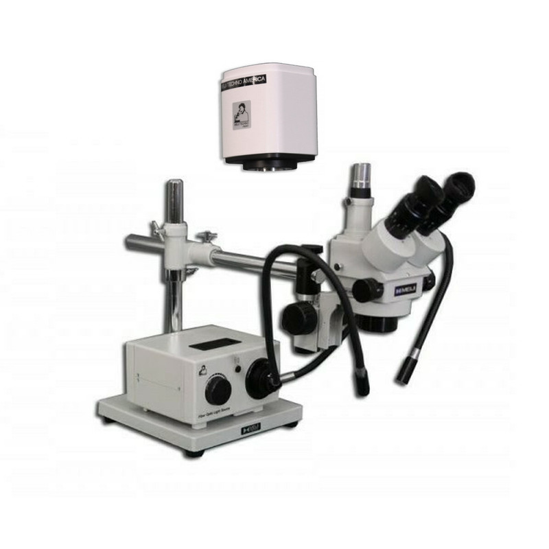Meiji MDM Zoom Stereo Digital Microscope Package on Boom Stand for Medical Device Manufacturing Inspection