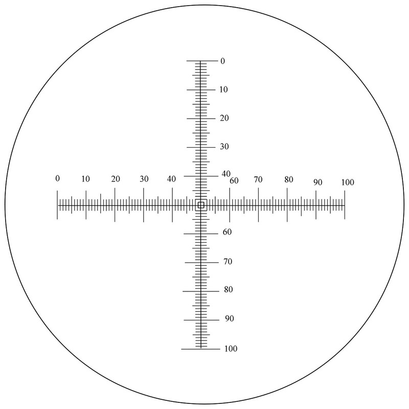 Crossed Scale Reticle, 5mm in 100 Divisions, Numbered 0-100