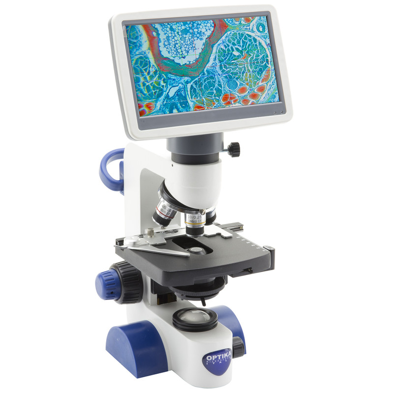 OPTIKA B-62V Digital LED Microscope with HD 7" LCD Screen, 400x, Achromatic Objectives, Mechanical Stage