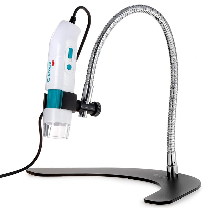 Q-Scope QS-LITE-MS20 1.2MP Handheld USB Digital Microscope with LED Illumination and Gooseneck Stand, 10x-40x, 180x