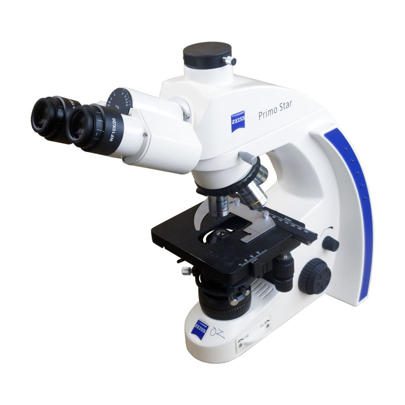 Zeiss Primo Star Trinocular Microscope, Phase, Four Objectives, Halogen Illumination, Reconditioned