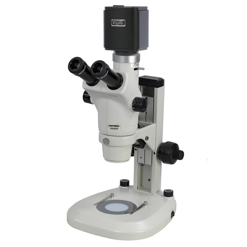UNITRON Z650HR Zoom Stereo Digital Microscope Package on Coaxial Coarse/Fine Focusing LED Stand