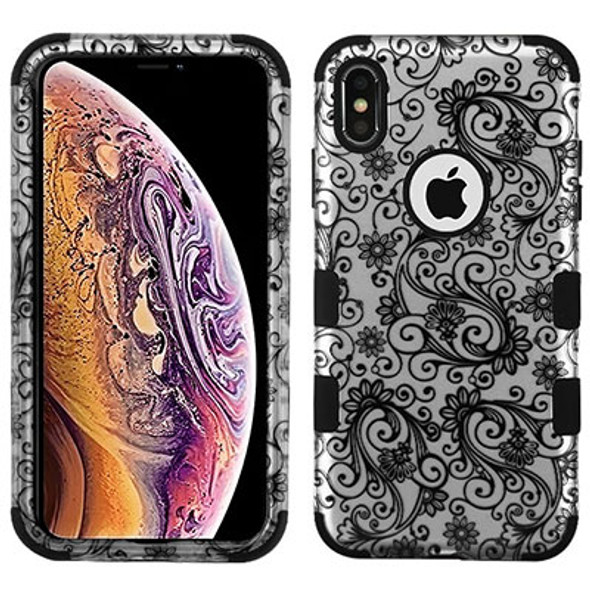 IPhone XS MAX Black Four-Leaf Clover Black TUFF Hybrid Phone Protector Cover