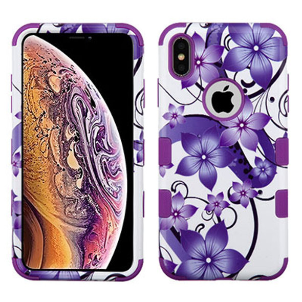 IPhone XS MAX Purple Hibiscus Flower Romance/Electric Purple TUFF Hybrid Phone Protector Cover 