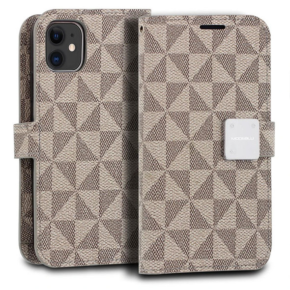 IPhone 11 Beige Brown Wallet Case Pattern Series Mode Dairy