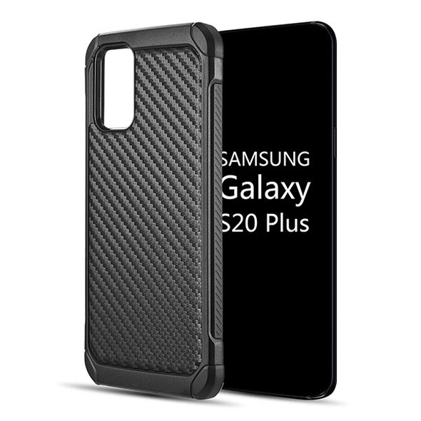 Samsung S20 Ultra (6.9) Hybrid Black TPU Case with Carbon Fiber Finish