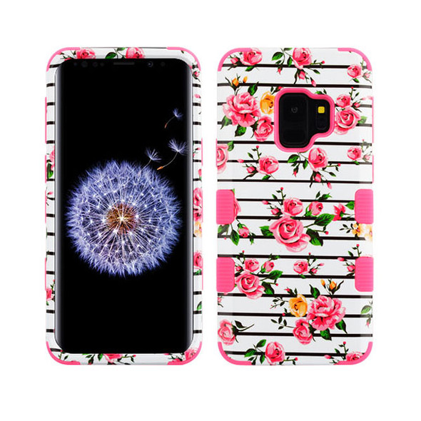 Samsung S9 Pink Fresh Roses/Electric Pink TUFF Hybrid Phone Protector Cover