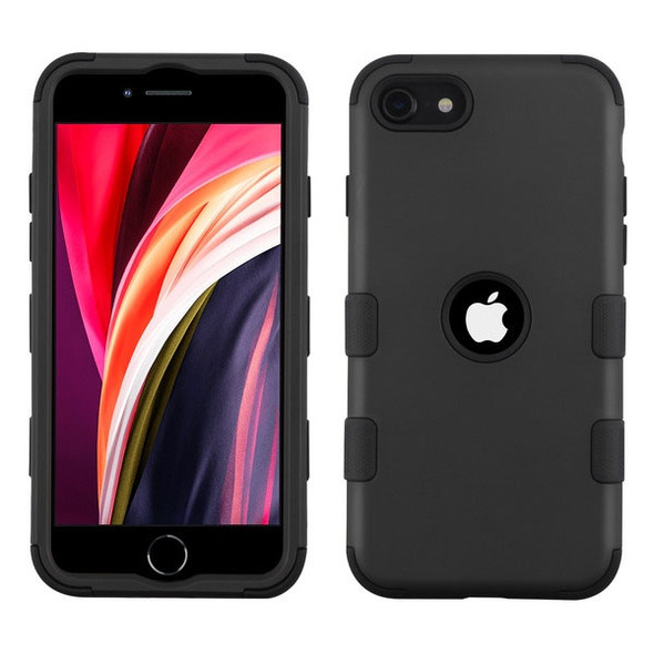 IPhone SE (2020) Rubberized Black/Black TUFF Hybrid Phone Protector Cover