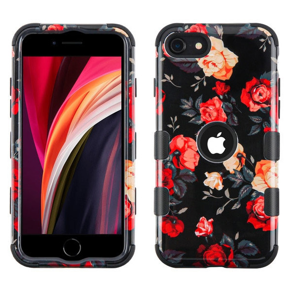 IPhone SE (2020) Red and White Roses/Black TUFF Hybrid Phone Protector Cover