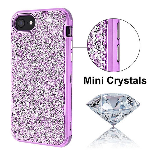IPhone SE (2020) Electroplated Purple/Purple Mini Crystals TUFF Kleer Hybrid Case