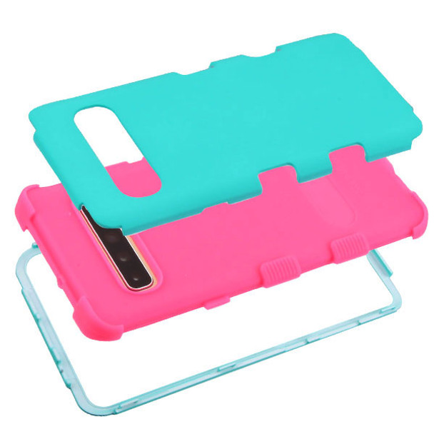 Samsung S10 Rubberized Teal Green/Electric Pink TUFF Hybrid Phone Protector Cover