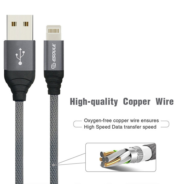 IPhone Fast Charging 2A Heavy Duty Braided USB Cable - Grey (6.6ft)