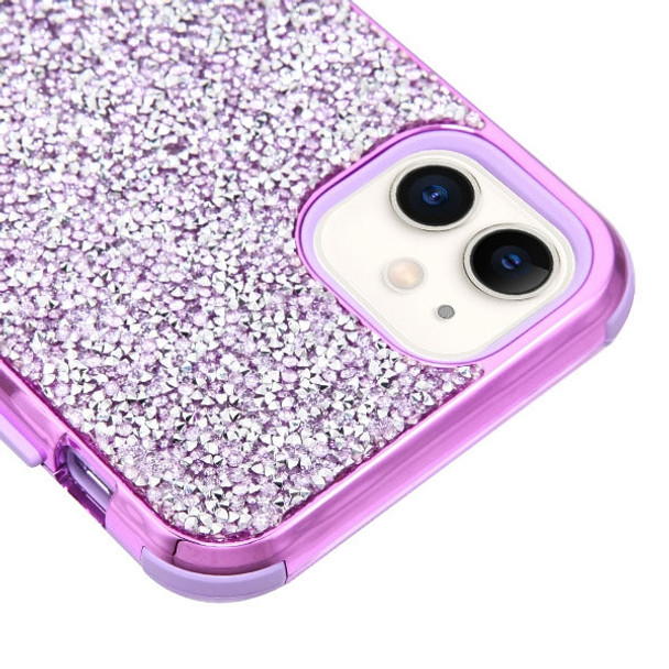 IPhone 11 Electroplated Purple/Purple Encrusted Rhinestones Hybrid Case