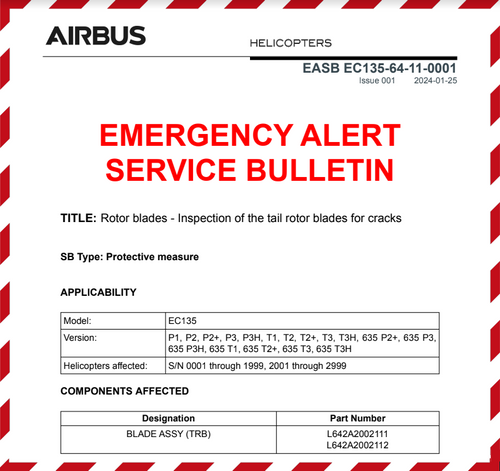 EC135 Tail Rotor Inspection EASB EC135-64-11-0001 Work Aid