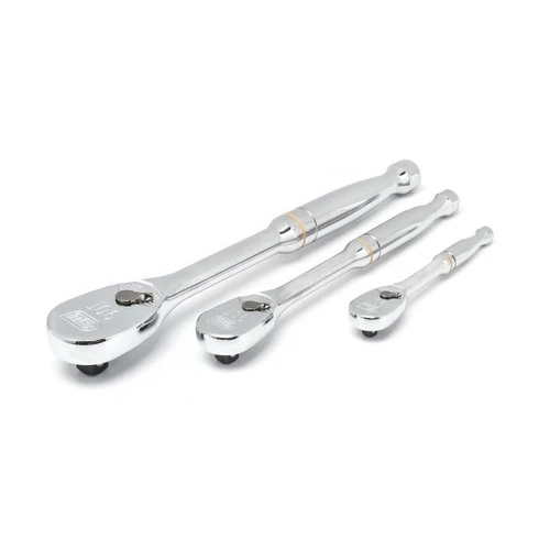 3 Piece 1/4", 3/8" & 1/2" Drive 90-Tooth Teardrop Ratchet Set