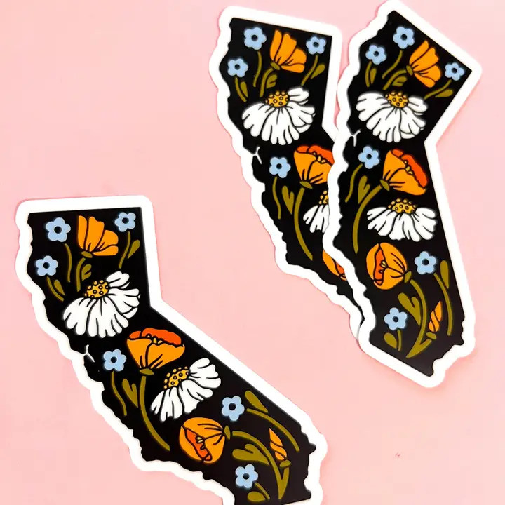 Floral California State Sticker from Brenna Daugherty Illustration ...
