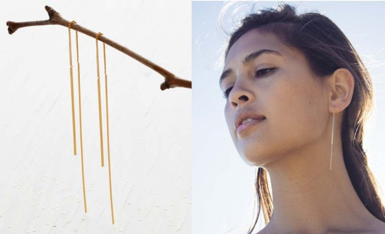 Needle Thread Earrings Sterling Silver 24k Gold Plated Jenny K Gifts Needle Thread Earrings Sterling Silver 24k Gold Plated Jenny K Gifts