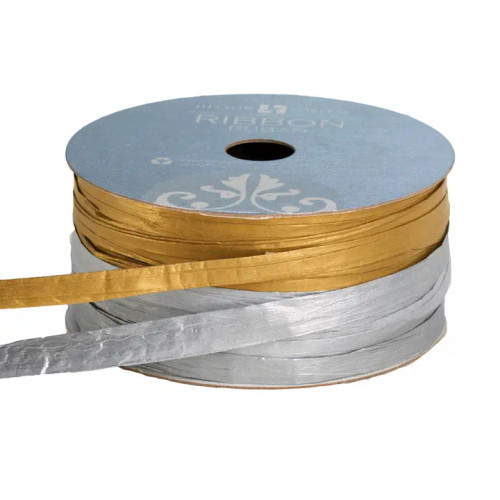 Ribbon Paper Raffia Gold/Silver by Jillson & Roberts