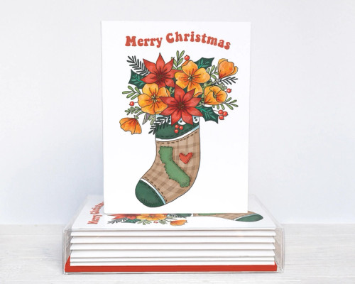 California Christmas Stocking Holiday Boxed Cards - Set of 6