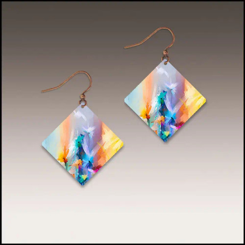 Painter Bright Floral Statement Dangle Handmade Earrings by Illustrated Light & DC Designs