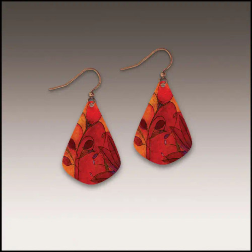 Red Foliage Fine Art Short Drop Handmade Earrings by Illustrated Light & DC Designs Red Foliage Fine Art Short Drop Handmade Earrings by Illustrated Light & DC Designs