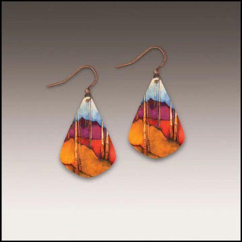 Trees and Hills Short Drop Handmade Earrings by Illustrated Light & DC Designs