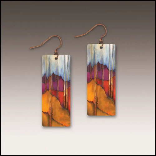 Trees and Hills Rectangle Handmade Earrings by Illustrated Light & DC Designs