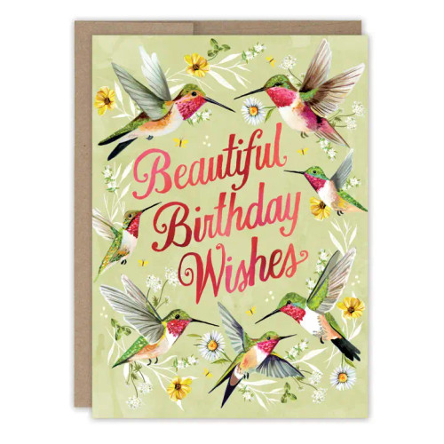 Hummingbirds Beautiful Wishes Birthday Card by Biely & Shoaf