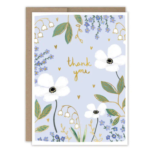 Purple & White Flowers Thank You Card by Biely & Shoaf