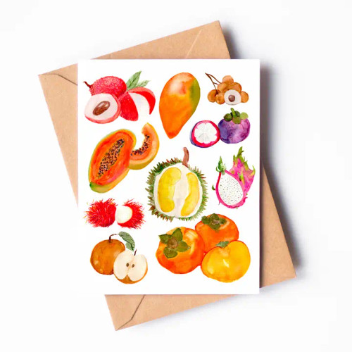 Asian Fruit Greeting Card from Menmin Made