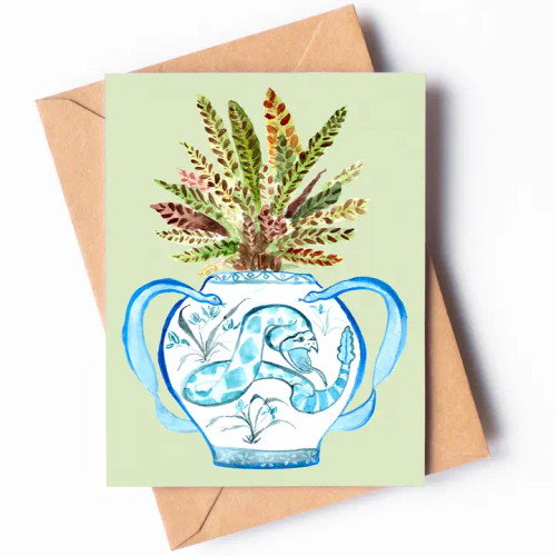 Year of the Snake + Rattlesnake Plant Greeting Card from Menmin Made