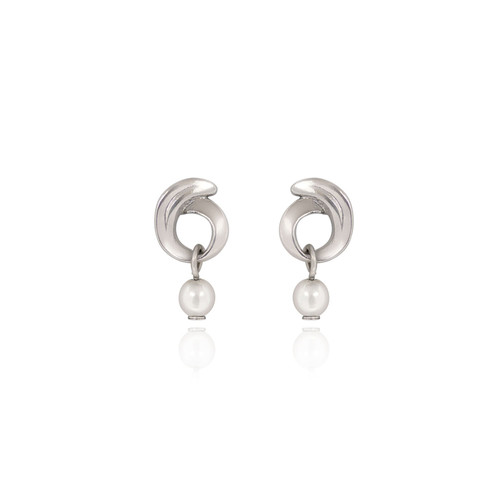 Small Curl Post Earring with Pearl Drop