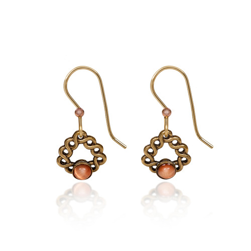 Woven Soft Triangle Earring with Cabachon
