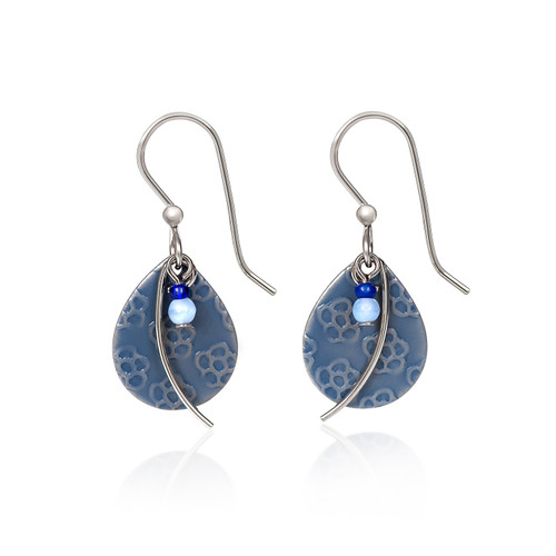 Teardrop Flower Print Earring with Bead
