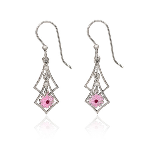  Cascading Diamonds with Pink Flower