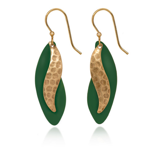 Layered Green Organic Shape Earring