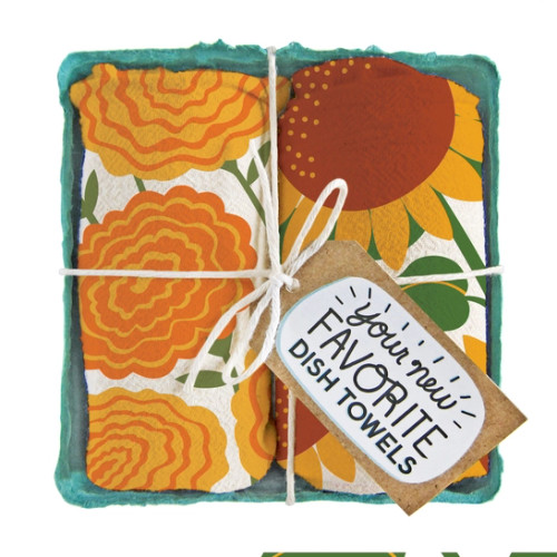 Hello Sunshine (Sunflower,Marigold) Tea Towel Set of 2