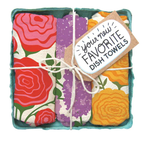 Edible Flowers Tea Towel Set (Rose, Lilac, Marigold) From The Neighborgoods