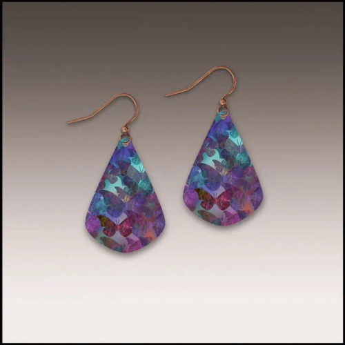 Purple Butterfly Pattern Short Drop Earrings – from Illustrated Light & DC Designs