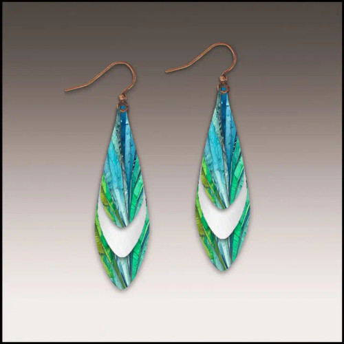 Waterfall Crash Mixed Metal Feather Drop Earrings – from Illustrated Light & DC Designs