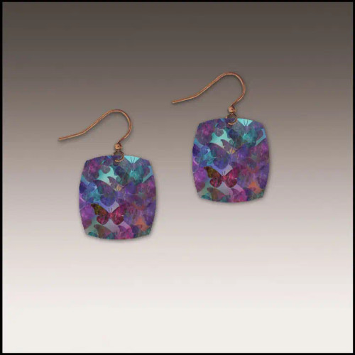 Purple Butterfly Pattern Button Drop Earrings – from Illustrated Light & DC Designs