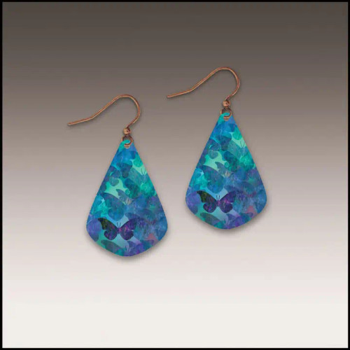 Blue Butterfly Pattern Short Drop Earrings – from Illustrated Light & DC Designs