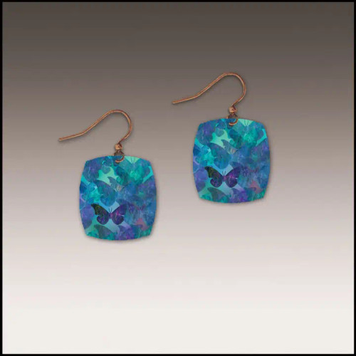 Blue Butterfly Pattern Button Drop Earrings – from Illustrated Light & DC Designs
