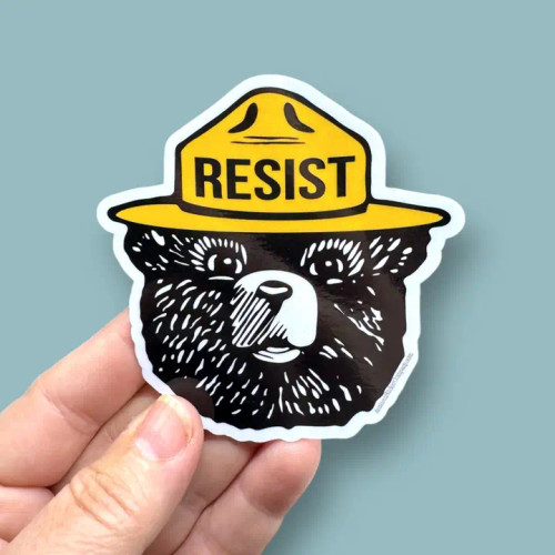 Smokey Says Resist Bear Vinyl Sticker from Anthem Sticker Company
