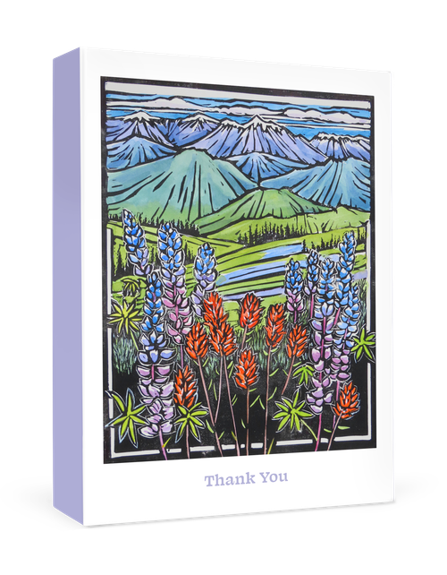 Molly Hashimoto: Paintbrush and Lupine Boxed Thank You Notes