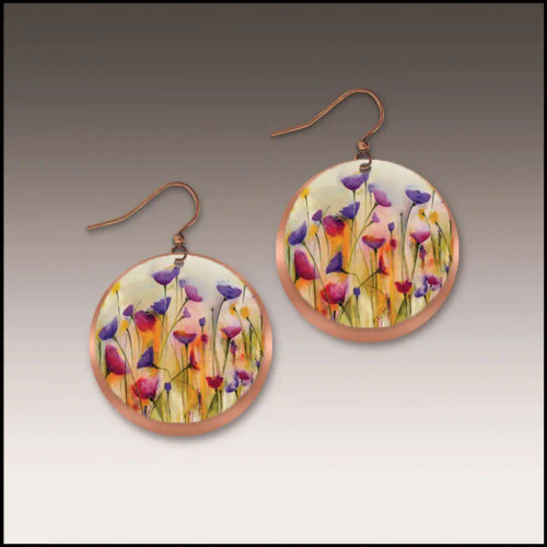 Floral Copper Disc Layer Handmade Earrings from Illustrated Light & DC Designs Floral Copper Disc Layer Handmade Earrings from Illustrated Light & DC Designs