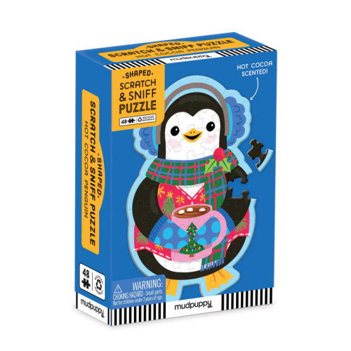 Hot Cocoa Penguin 48 Piece Scratch and Sniff Shaped Mini Puzzle from Mudpuppy
