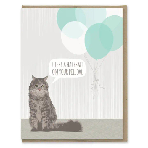 Cat Hairball Birthday Card from Modern Printed Matter